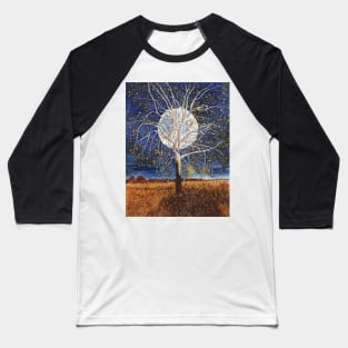 Sycamore Tree Under a Blue Moon Batik Baseball T-Shirt